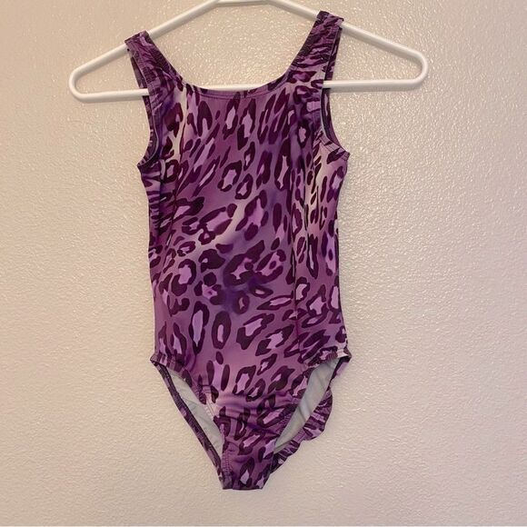 Satara Leos gymnastics tank practice Leotard purple animal, print child 8-10 - Picture 1 of 5